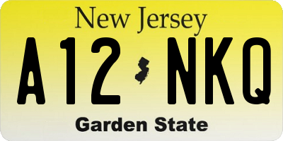 NJ license plate A12NKQ