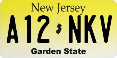 NJ license plate A12NKV