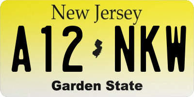 NJ license plate A12NKW