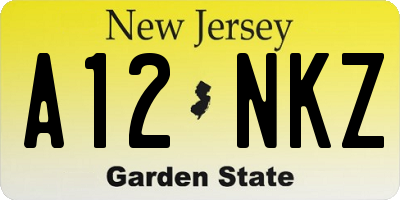 NJ license plate A12NKZ