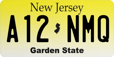 NJ license plate A12NMQ