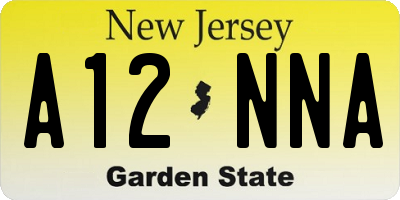 NJ license plate A12NNA