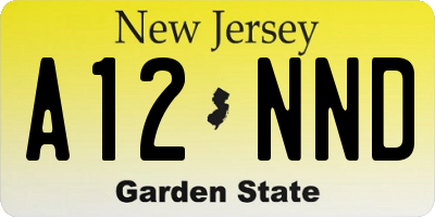 NJ license plate A12NND