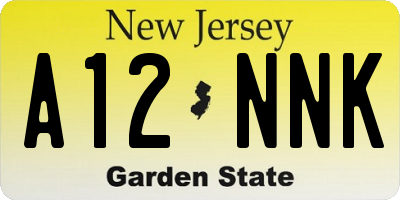 NJ license plate A12NNK