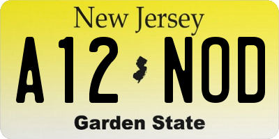 NJ license plate A12NOD
