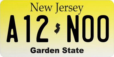 NJ license plate A12NOO