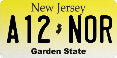 NJ license plate A12NOR