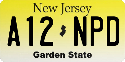 NJ license plate A12NPD