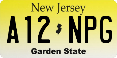 NJ license plate A12NPG