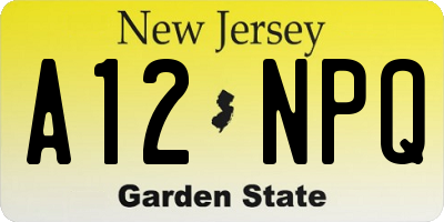 NJ license plate A12NPQ