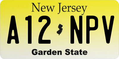 NJ license plate A12NPV