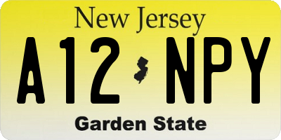 NJ license plate A12NPY