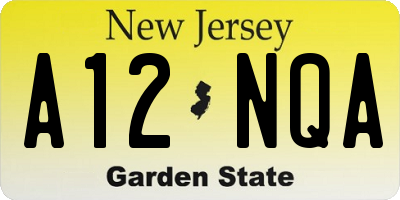 NJ license plate A12NQA