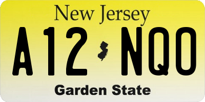NJ license plate A12NQO