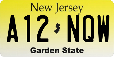 NJ license plate A12NQW
