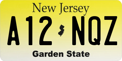 NJ license plate A12NQZ