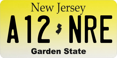 NJ license plate A12NRE