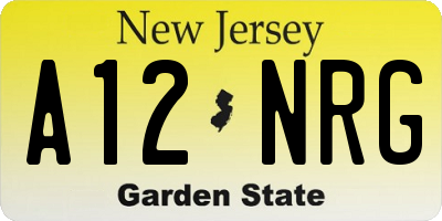 NJ license plate A12NRG