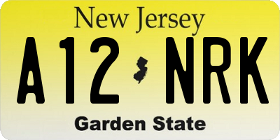 NJ license plate A12NRK