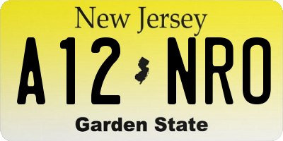 NJ license plate A12NRO
