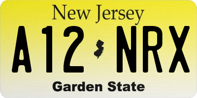 NJ license plate A12NRX