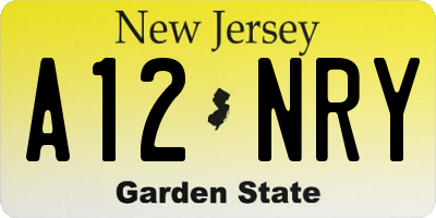 NJ license plate A12NRY