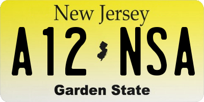 NJ license plate A12NSA