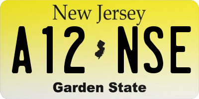 NJ license plate A12NSE