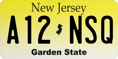 NJ license plate A12NSQ
