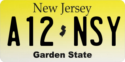 NJ license plate A12NSY