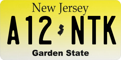 NJ license plate A12NTK