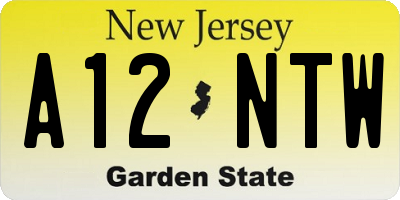 NJ license plate A12NTW