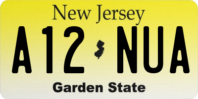 NJ license plate A12NUA