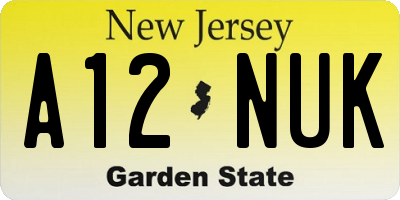 NJ license plate A12NUK