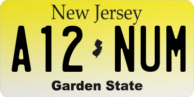 NJ license plate A12NUM