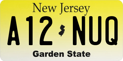 NJ license plate A12NUQ