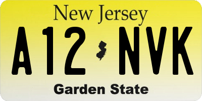 NJ license plate A12NVK