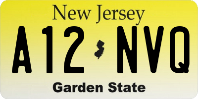NJ license plate A12NVQ