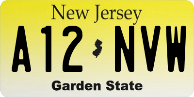NJ license plate A12NVW