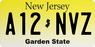 NJ license plate A12NVZ
