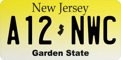 NJ license plate A12NWC