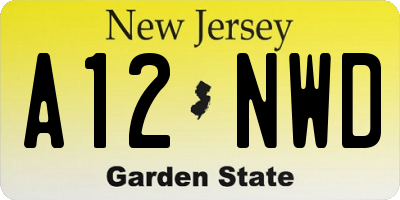 NJ license plate A12NWD
