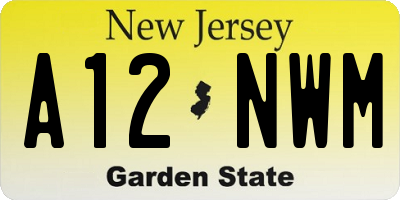 NJ license plate A12NWM