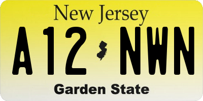 NJ license plate A12NWN