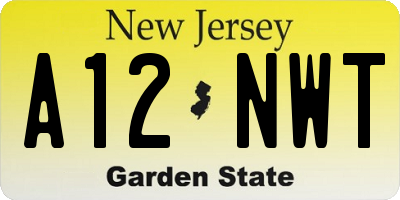 NJ license plate A12NWT