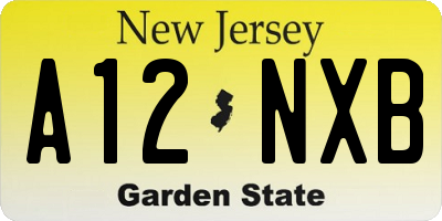 NJ license plate A12NXB