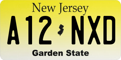 NJ license plate A12NXD