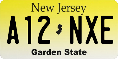 NJ license plate A12NXE