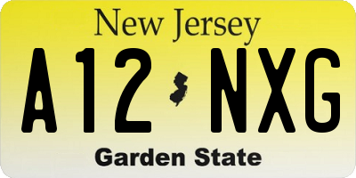 NJ license plate A12NXG