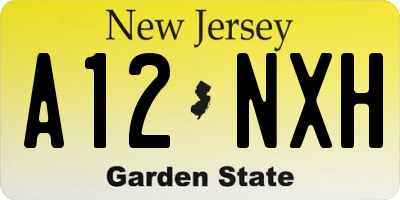 NJ license plate A12NXH